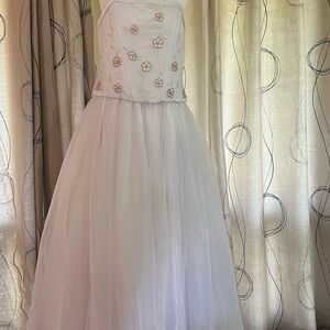 Dalia Princess Fairycore  White Floral Embroidery with Gold Appliqués Dress Y2K